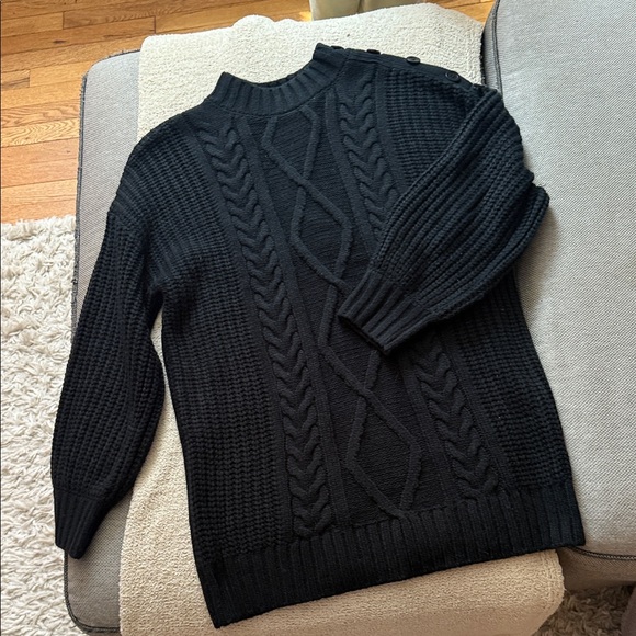 Women's Black Long Sleeve Sweater Dress - Picture 1 of 4